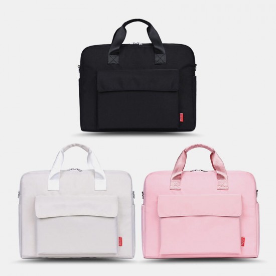 Women Canvas Solid Color Large Capacity 14 inch Laptops Bag Multi-compartment Handbag Briefcase