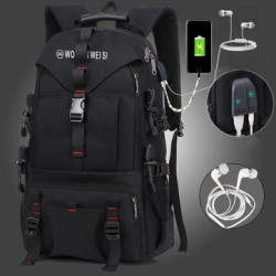 Men Large Capacity Outdoor Waterproof USB Charging Multi-pocket 14 Inch Laptop Bag Travel Climbing Backpack